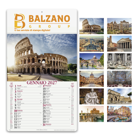 Calendario Roma 2027 stampa personalizzata con il logo online