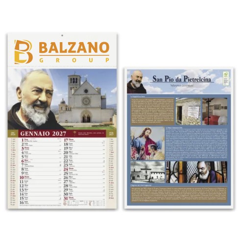 Calendario illustrato 2027 San Pio con personalizzazione