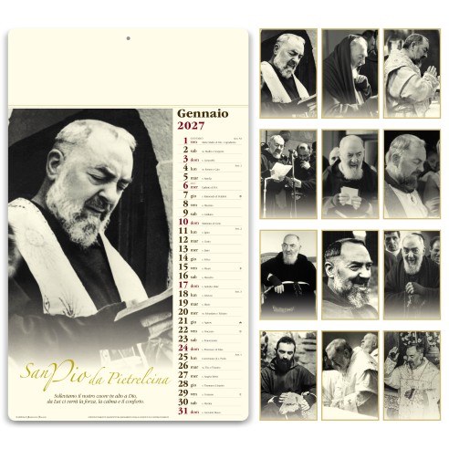 Calendario illustrato avorio San Pio con personlaizzazione